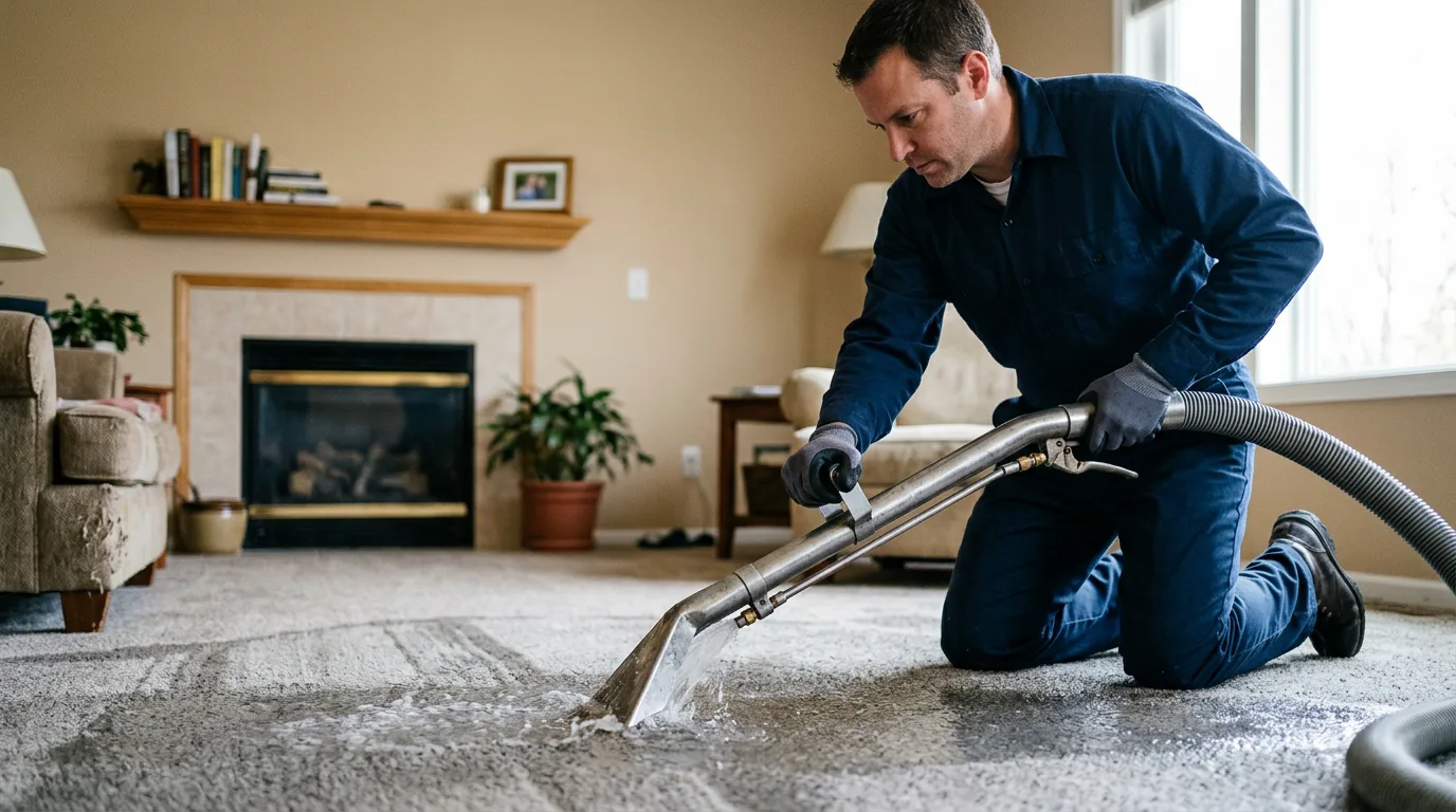 Water damage restoration technician working near Stockton, MO